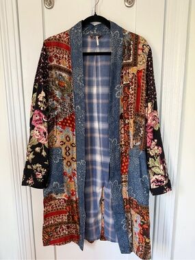 Free People Mixed Patchwork Kimono Coat